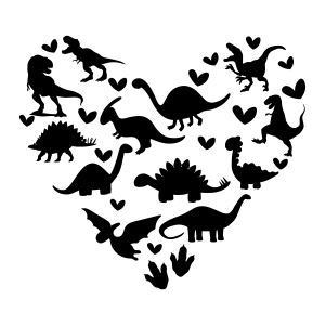 Dinosaur Heart SVG, Valentine's Day SVG Cut File Dinosaur SVG