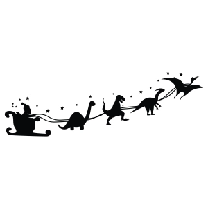 Dinosaur Pulling Santa's Sleigh SVG, Christmas Dinosaur SVG Christmas SVG