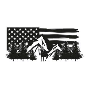 Distressed American Flag SVG, Deer with Mountain SVG USA SVG