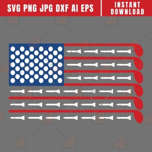 Distressed Golf American Flag SVG Svg