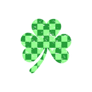 Distressed Chekered Shamrock SVG, Clover Leaf SVG Cut Files Shamrock SVG