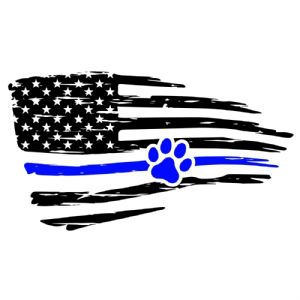 Distressed Thin Blue Line Dog Paw Flag SVG, Distressed Flag Instant Download USA SVG