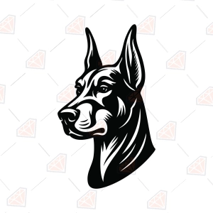 Doberman Head SVG – Doberman Face Silhouette