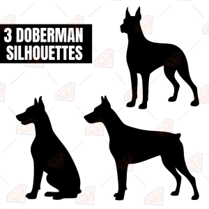 Doberman Silhouette SVG, 3 Doberman SVG Bundle