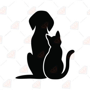 Dog and Cat Silhouette SVG – Dog & Cat SVG
