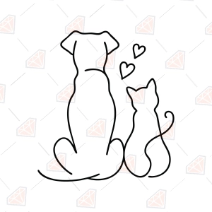 Dog Cat SVG Outline
