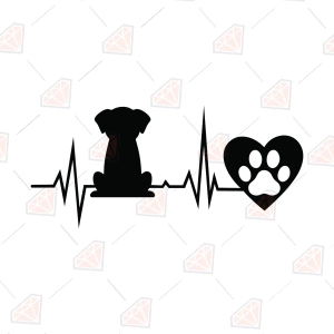 Dog Heartbeat SVG – Heartbeat with Pawprint Cut File