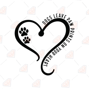 Dog In Heaven SVG – Dog Leaves Paw Prints on Your Heart SVG