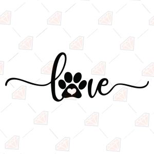 Dog Love SVG – Love with Paw Print SVG