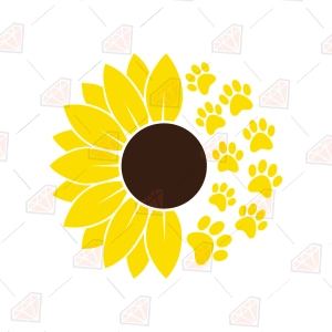 Dog Mom Sunflower SVG – Sunflower with Pawprints SVG