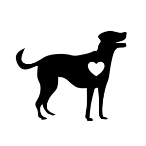 Dog Silhouette with Heart SVG Cut File Dog SVG