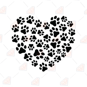 Dog Valentine SVG – Pawprints Heart Cut File