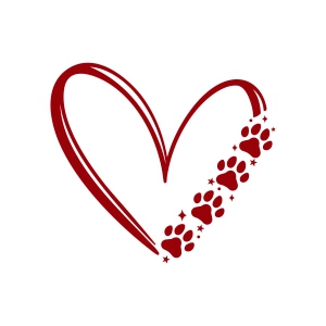 Dog Valentine SVG, Heart with Dog Paws Design Svg