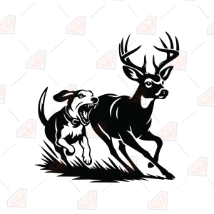 Dog Chasing Deer SVG – Dog Hunting Deer Silhouette