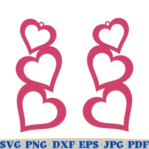 Earring Hearts SVG, Valentine's Day Earring SVG Cut File Valentine's Day SVG