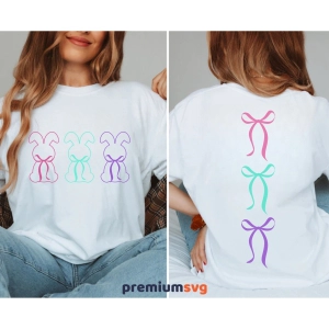 Easter Bunnies SVG with Coquette, Easter SVG