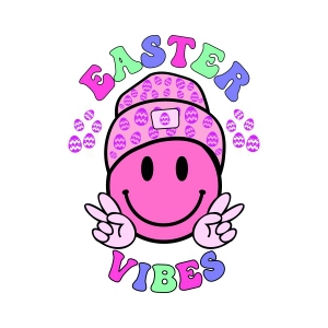 Easter Vibes Smiley Faces SVG, Trendy Easter PNG Easter Day SVG