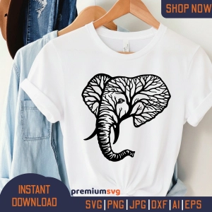 Elephant Tree SVG, Elephant Head with Tree
