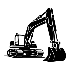 Excavator SVG Silhouette, Excavator Clipart Vector Illustration