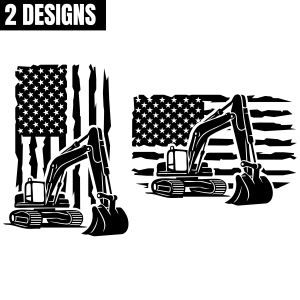 Excavator with USA Flag SVG, Flag Excavator SVG USA SVG