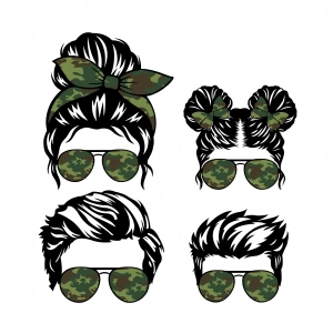 Family Camo Bundle SVG Cut Files, Instant Download Men, Women and Children