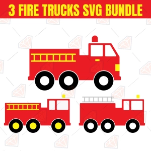 Fire Truck SVG Bundle, 3 Fire Truck SVG Designs