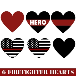 Firefighter Hearts Bundle SVG, USA Fireman Flag Bundle SVG Vector Download Firefighter SVG