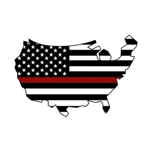 Firefigther USA Map Flag SVG Cut File, USA Map SVG Download Firefighter SVG