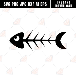 Fishbone SVG, Fish Skeleton Silhouette Svg