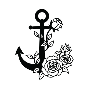 Floral Anchor SVG, Anchor with Flowers SVG Flower SVG