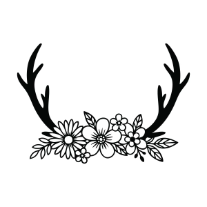 Floral Antler SVG, Antler with Flowers SVG Wild & Jungle Animals SVG