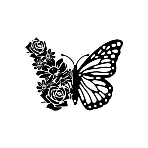 Floral Butterfly SVG, Half Butterfly Half Flower SVG Butterfly SVG
