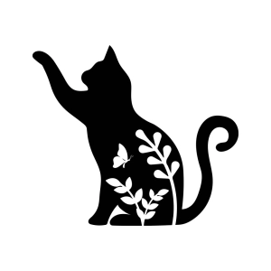 Floral Cat SVG Cut File, Flower Cat Silhouette, Instant Download Pets SVG