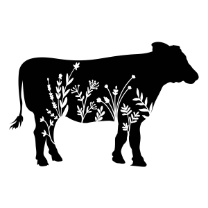 Floral Cow Silhouette SVG, Vector File Cow SVG