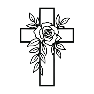 Floral Cross SVG, Cross with Flower SVG Flower SVG