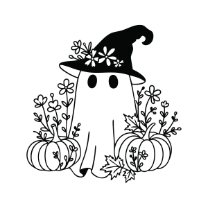 Floral Ghost SVG, Ghost with Flowers SVG Flower SVG