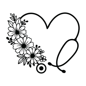 Floral Heart Stethoscope SVG Nurse SVG