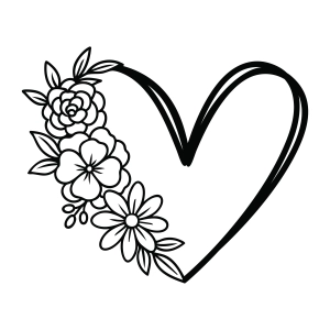 Floral Heart SVG, Heart with Flowers SVG Flower SVG