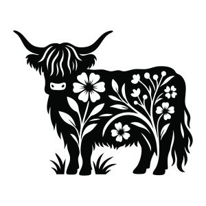 Floral Highland Cow SVG, Highland SVG Cut File Cow SVG