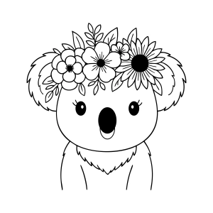 Floral Koala SVG, Koala Head with Flowers SVG Wild & Jungle Animals SVG