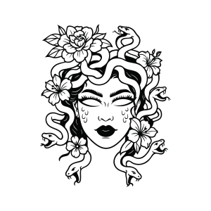 Floral Medusa SVG, Medusa with Flowers SVG Flower SVG