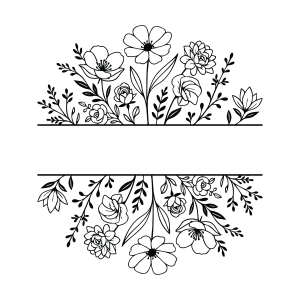 Floral Monogram SVG, Split Flowers SVG Flower SVG