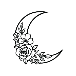 Floral Moon SVG Cut File, Instant Download Sky/Space