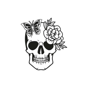 Floral Skull SVG Cut File, Flower Skeleton Head SVG Illustrations