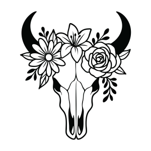 Floral Skull of Bull SVG, Flower Bull SVG Flower SVG
