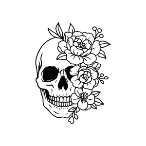 Floral Skull SVG, Half Skull Head Half Flowers SVG Flower SVG