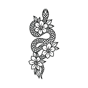 Floral Snake SVG Cut File, Snake DXF Flower SVG