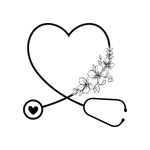 Floral Stethoscope SVG, Nurse Heart Stethoscope SVG Medical Equipment