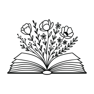 Open Book SVG with Flowers, Flower Book SVG Flower SVG