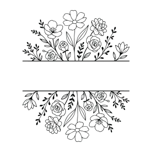 Flower Monogram SVG, Split Floral SVG Flower SVG